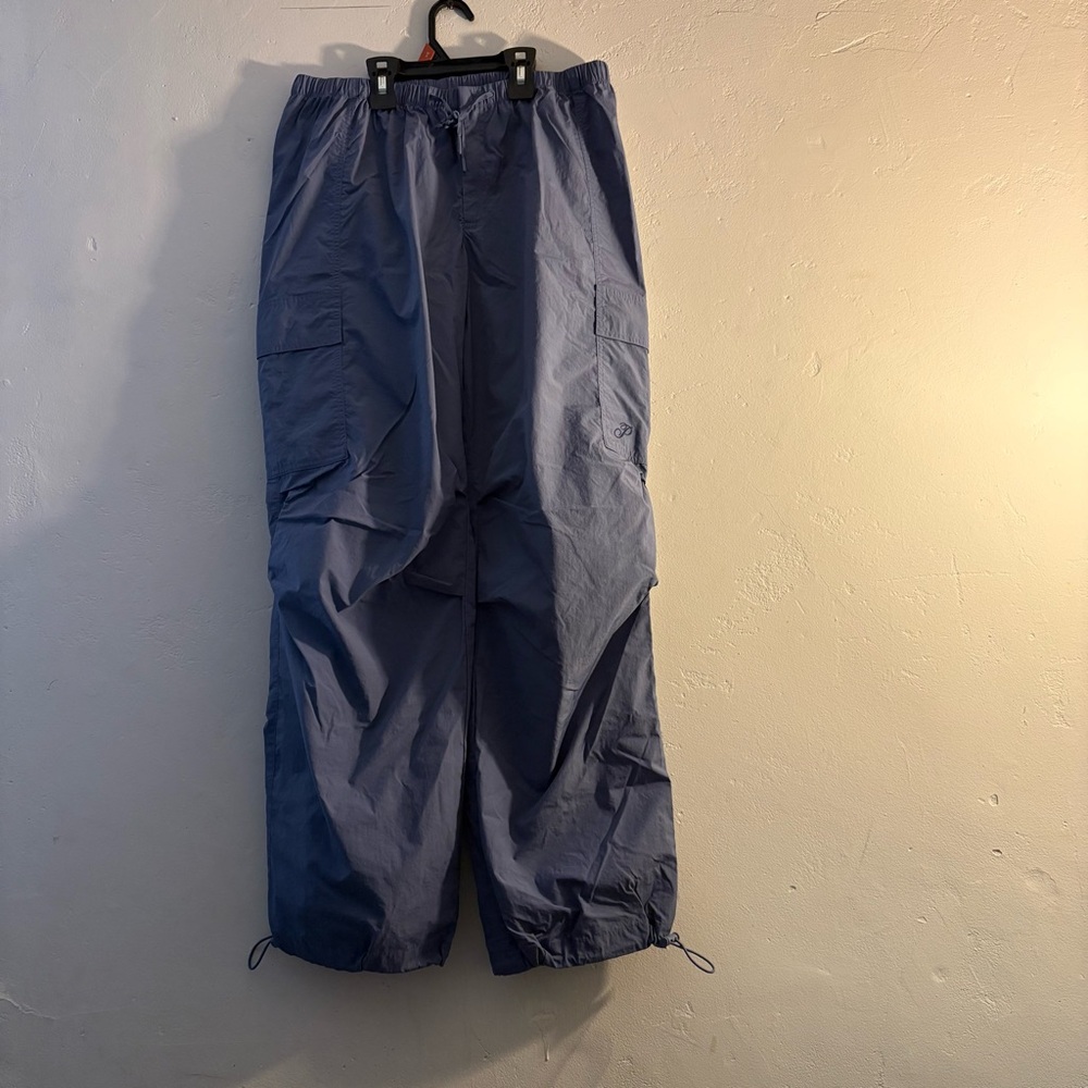 Victoria’s Secret PINK Blue Gray Cargo Pants Joggers Cinch Hem Lgt weight Size M